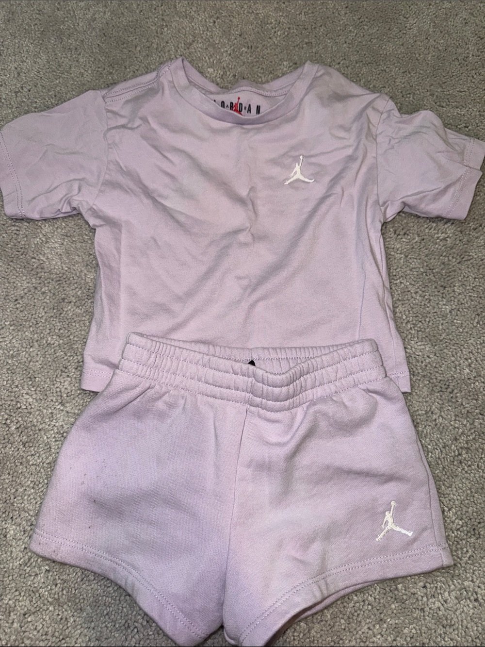 Jordan Kids Lavender Short Sleeve Tee & Shorts Set with White Jumpman -2T